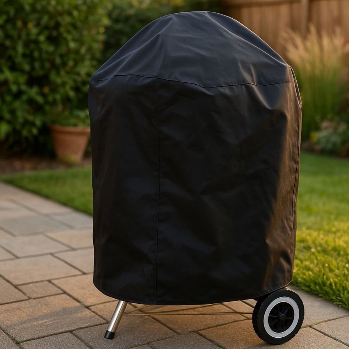 Maxxcovers Universele Barbecue Hoes Rond - ø 57cm - Berschermhoes voor Weber en Cadac BBQ - Waterdicht met Trekkoord - BBQ Accessoires - Zwart