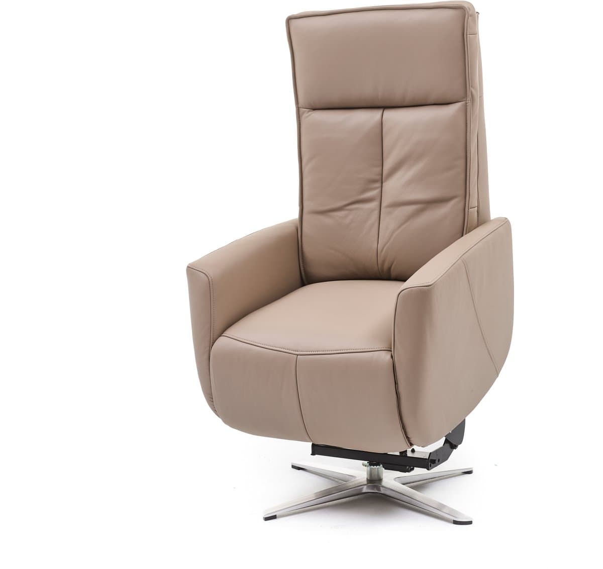 Swiss-Relax - Sta op stoel - Sereno - Taupe - Leer - gebruiksklaar afgeleverd - leder - draaibaar - elektrisch - relaxfauteuil