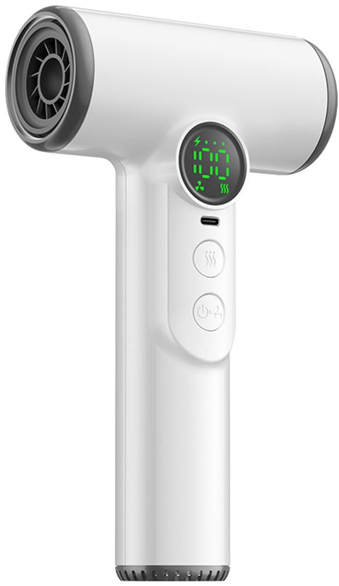 Professionele draadloze föhn - 3 snelheden en 3 temperaturen, USB oplaadbare batterij, föhn 200W, draagbare föhn met digitaal scherm voor vrouwen, strand en kamperen