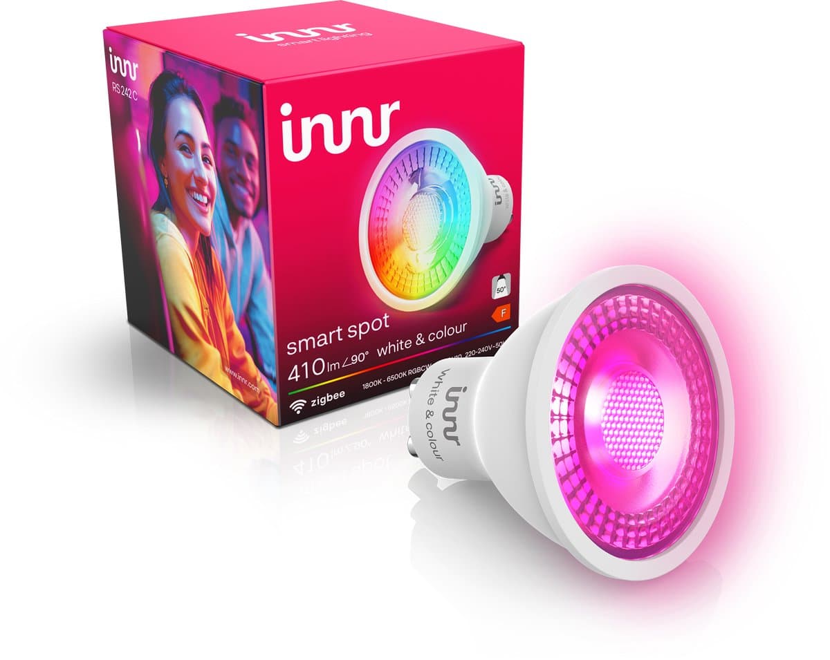 Innr smart GU10 lamp - Zigbee - geschikt voor Philips Hue - LED spot - wit en gekleurd licht - slimme lamp - ledlamp dimbaar - 410 lumen - 1 pack
