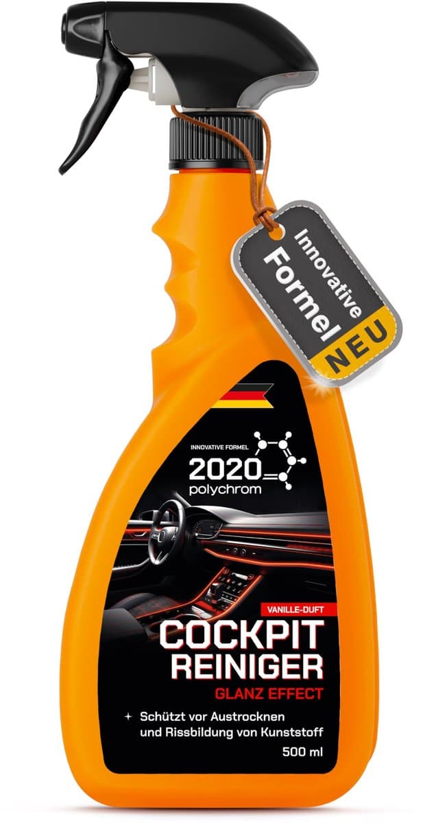 2020 Polychrom Bekleding Reiniger 500 ml | Interieurreiniger Auto met Glanseffect, UV-Bescherming, Antistatisch, Stofafstotend, Vanillegeur | Cockpitreiniger voor Kunststof, Vinyl en Dashboard |