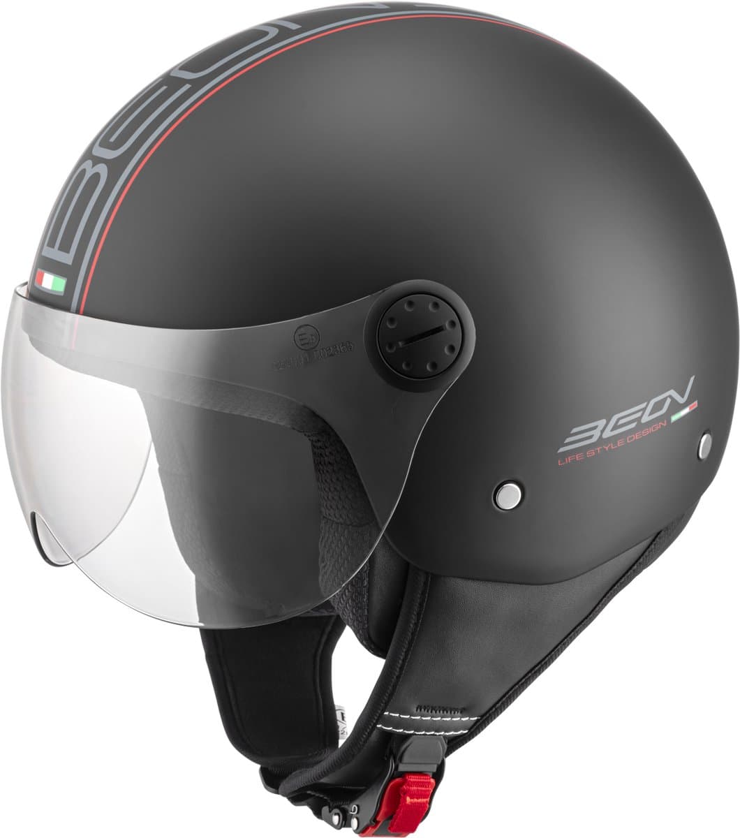 BEON Design Scooterhelm - Mat Zwart - M - Jethelm met Vizier - Motorhelm - Geschikt voor Vespa, Scooter, Brommer, Motor en Snorfiets