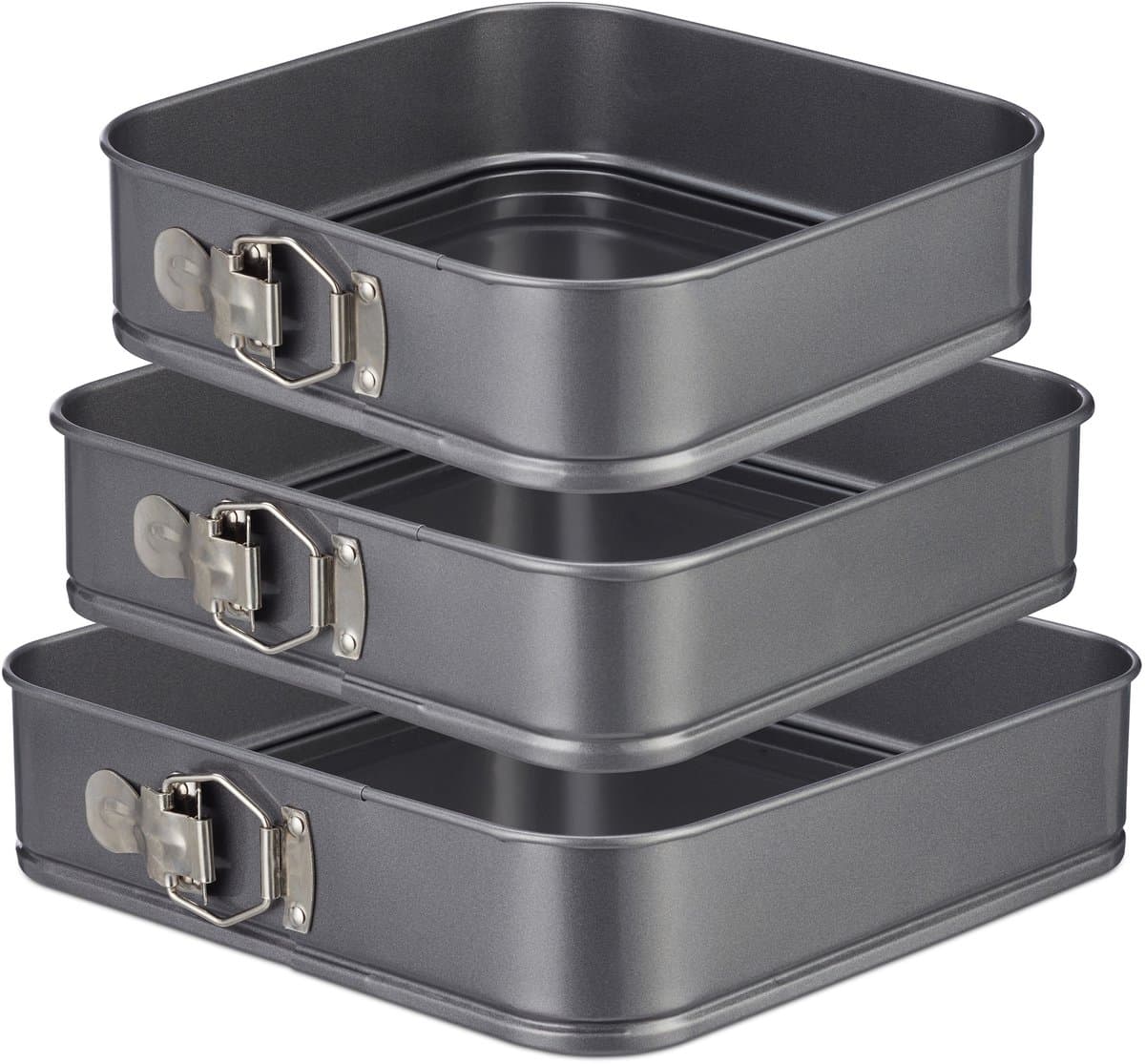 springvorm - vierkant - 3 stuks - anti-aanbaklaag - 24, 26 & 28 cm - taartvorm
