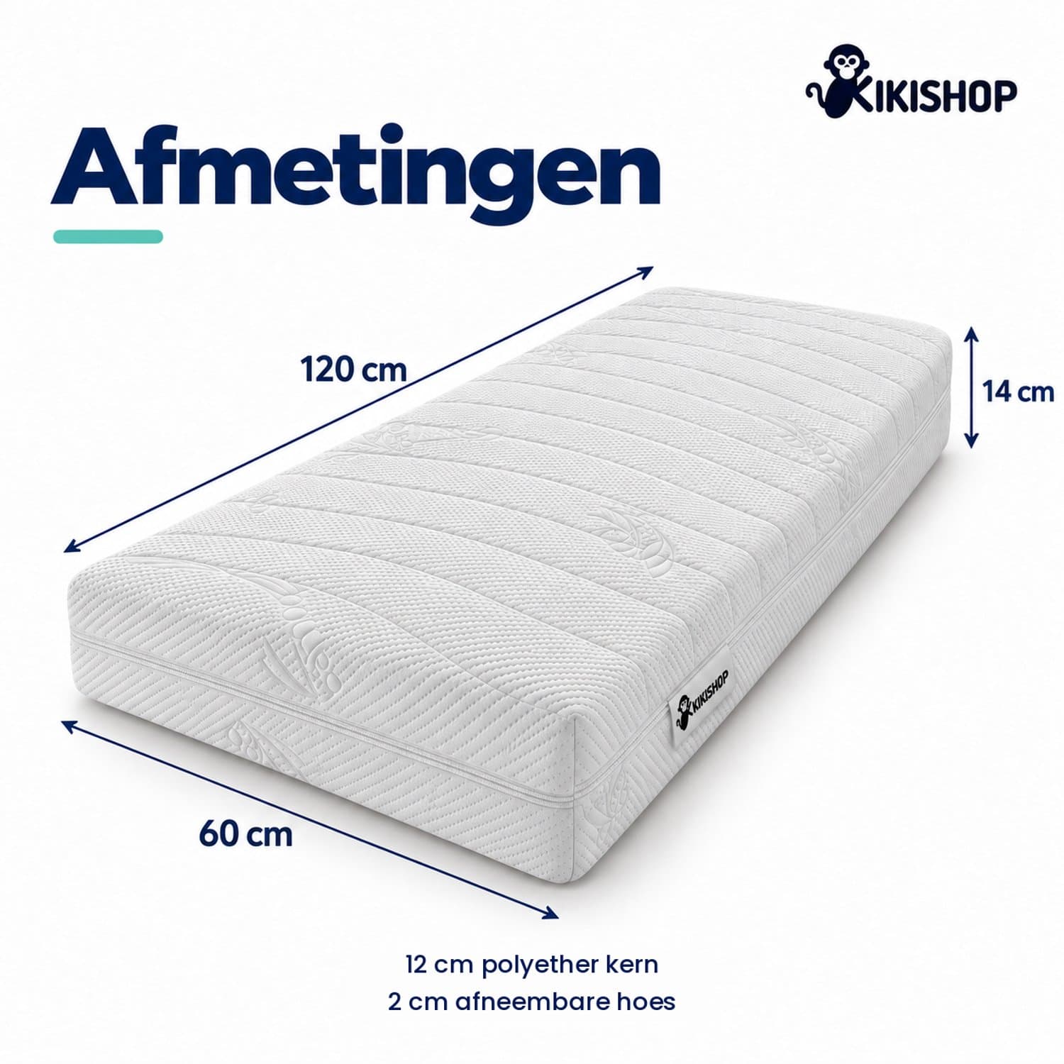 Kikishop Basic Babymatras 60x120 cm - 14 cm dik - Polyether - Ledikant