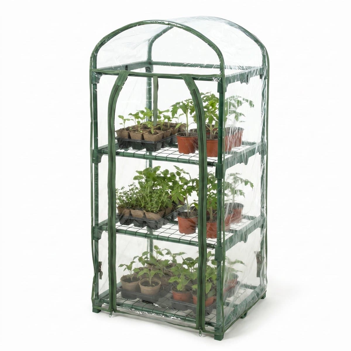Cheqo® Kweekkas - Broeikas - Tuinkas - Plantenkas - Mini Kas - Mini Serre - Foliekas - Opzetkas met 3 Verdiepingen en Roldeur - voor Balkon en Tuin - Tomatenkas - Plantenhuisje - Kasje voor Buiten - Stekken en Kweken