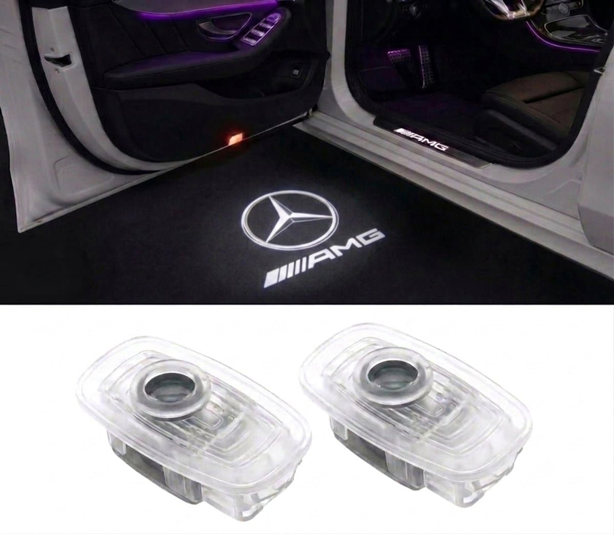 RD Customz® LED Deurverlichting met Mercedes Ster & AMG Logo Projector geschikt voor Mercedes-Benz - Plug & Play Instapverlichting - o.a. S-Klasse / CLA / CLS / E-Klasse