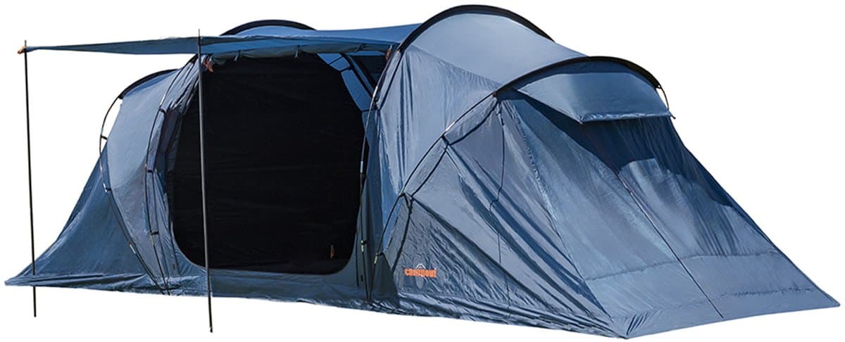 Campout 6 Persoons Familietent Koepeltent Vis-à-Vis – 2 Slaapcabines – 5000 mm Waterdicht – Uitneembaar Grondzeil - Grote Leefruimte – Incl. Luifel