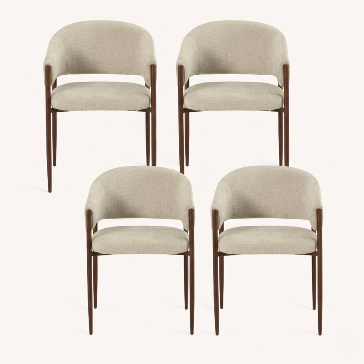 Eetkamerstoel Luana- set van 4 - Beige- Scandinavisch Japandi Design- Zetelsenbedden - Tafel en Stoel