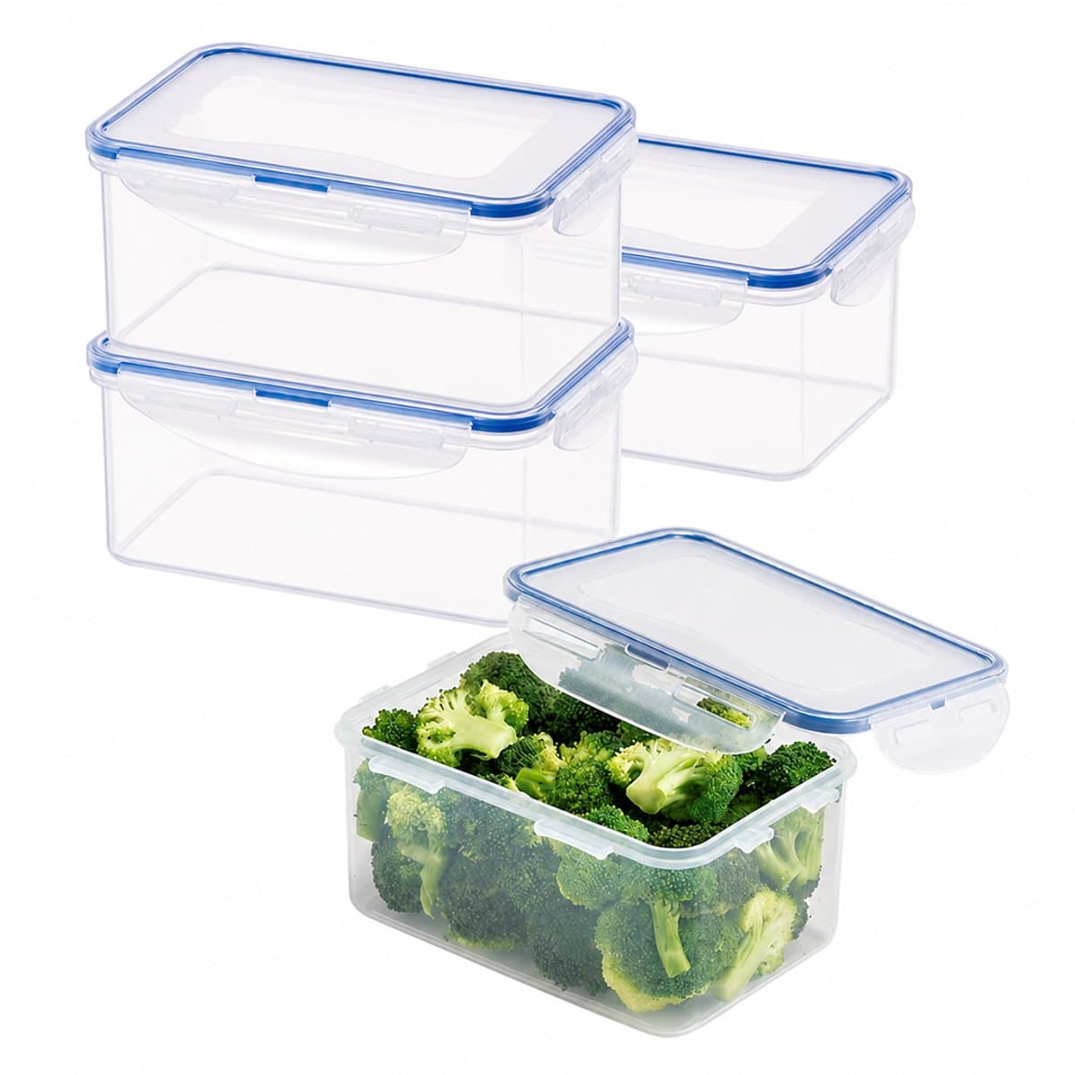 Lock&Lock Diepvriesbakjes - Meal prep bakjes - Vershoudbakjes - 1,1 liter - Set 4 stuks - 100% Lekvrij - BPA vrij - PFAS vrij - Magnetron bakjes met deksel - Diepvriesdozen - Bewaarbakjes - Vershouddoos - Transparant