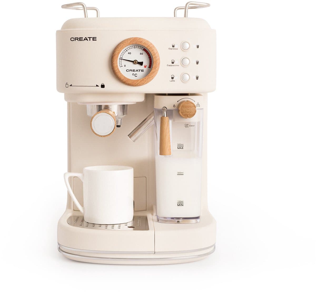 CREATE - Pack THERA RETRO PRO Halfautomatische espressomachine + MILL PRO Koffie- en kruidenmolen - Gebroken wit