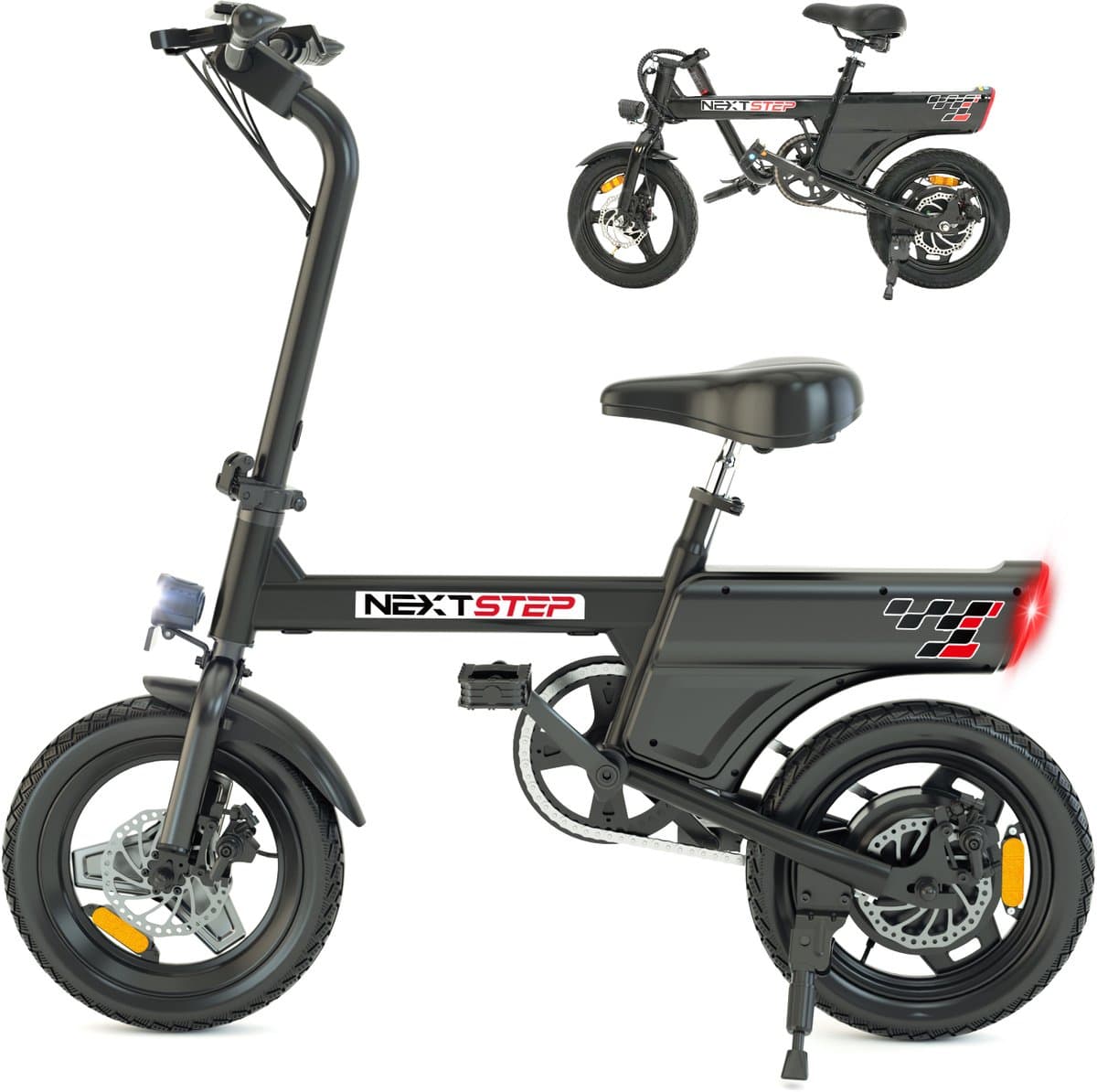 YEE GOO Elektrische Fiets - 250 W Motor - 36V 7,8Ah Batterij - 30-45 km Actieradius - 14 Inch Banden - Schijfremmen voor en achter - LED-verlichting en LCD-display - Draagbare e-bike voor woon-werkverkeer in de stad - Zwart