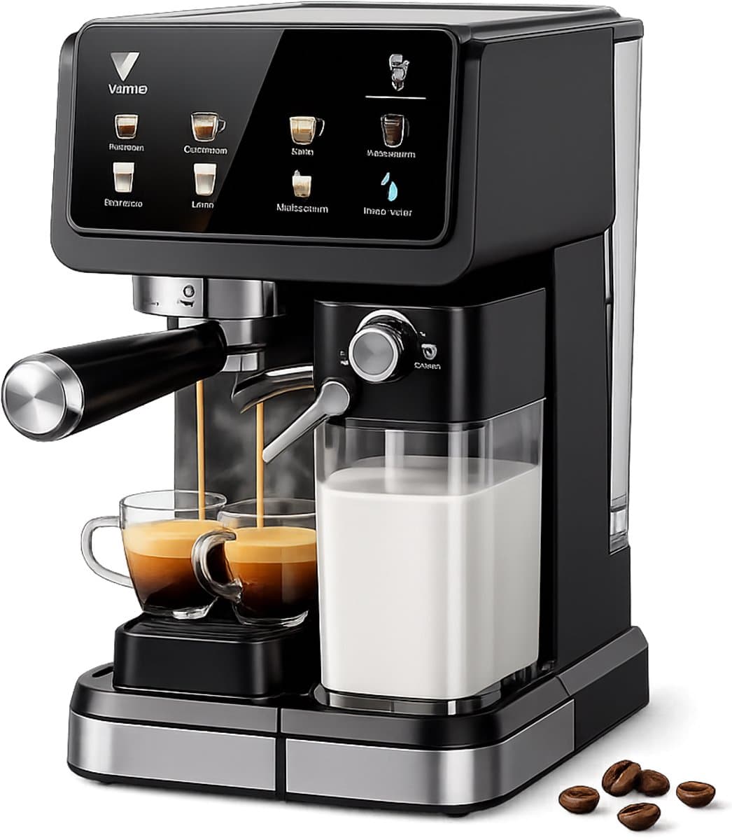 Velmio Espressomachine 20 Bar – Koffiemachines - Met Melkopschuimer - Stoommachine - Cappuccino - Zelfreinigend - Koffiezetapparaat - 1,5L Watertank