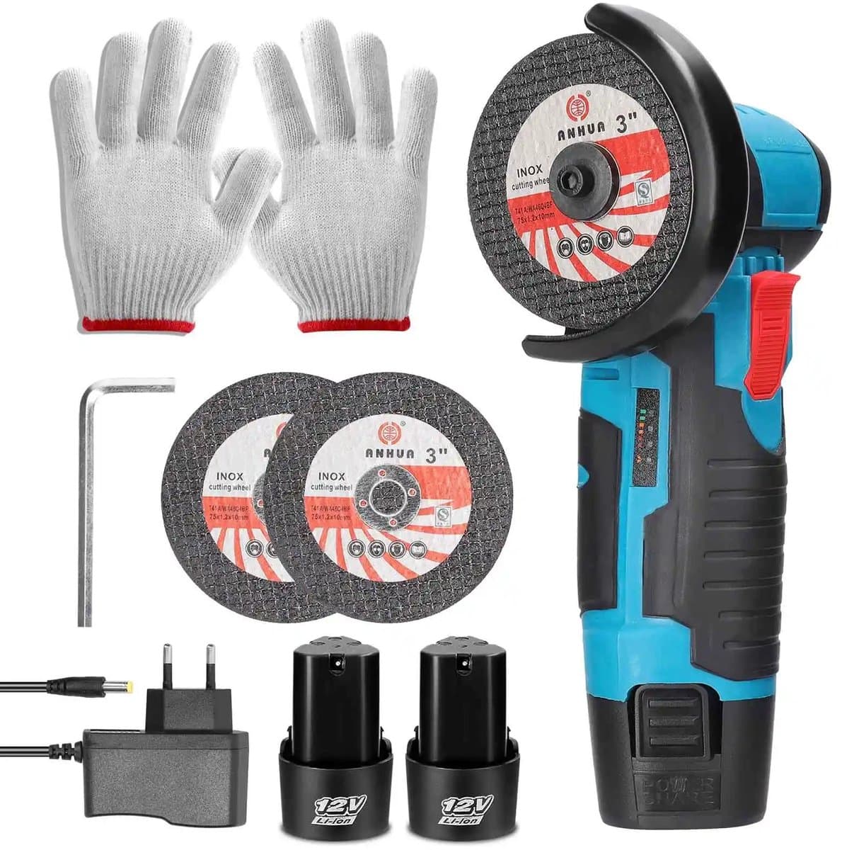 AURORAS- Draadloze Haakse Slijper 12V – 19500 RPM Mini Grinder – Accu Slijpmachine voor Metaal, Tegels & Snijden