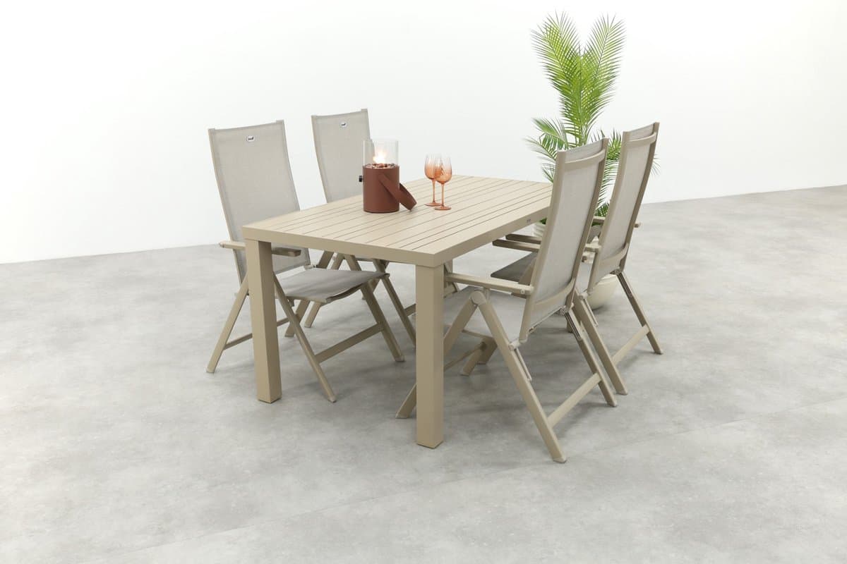 Hartman Napoli/Lena dining tuinset verstelbaar voor 4 personen 160x90 cm. - Latte