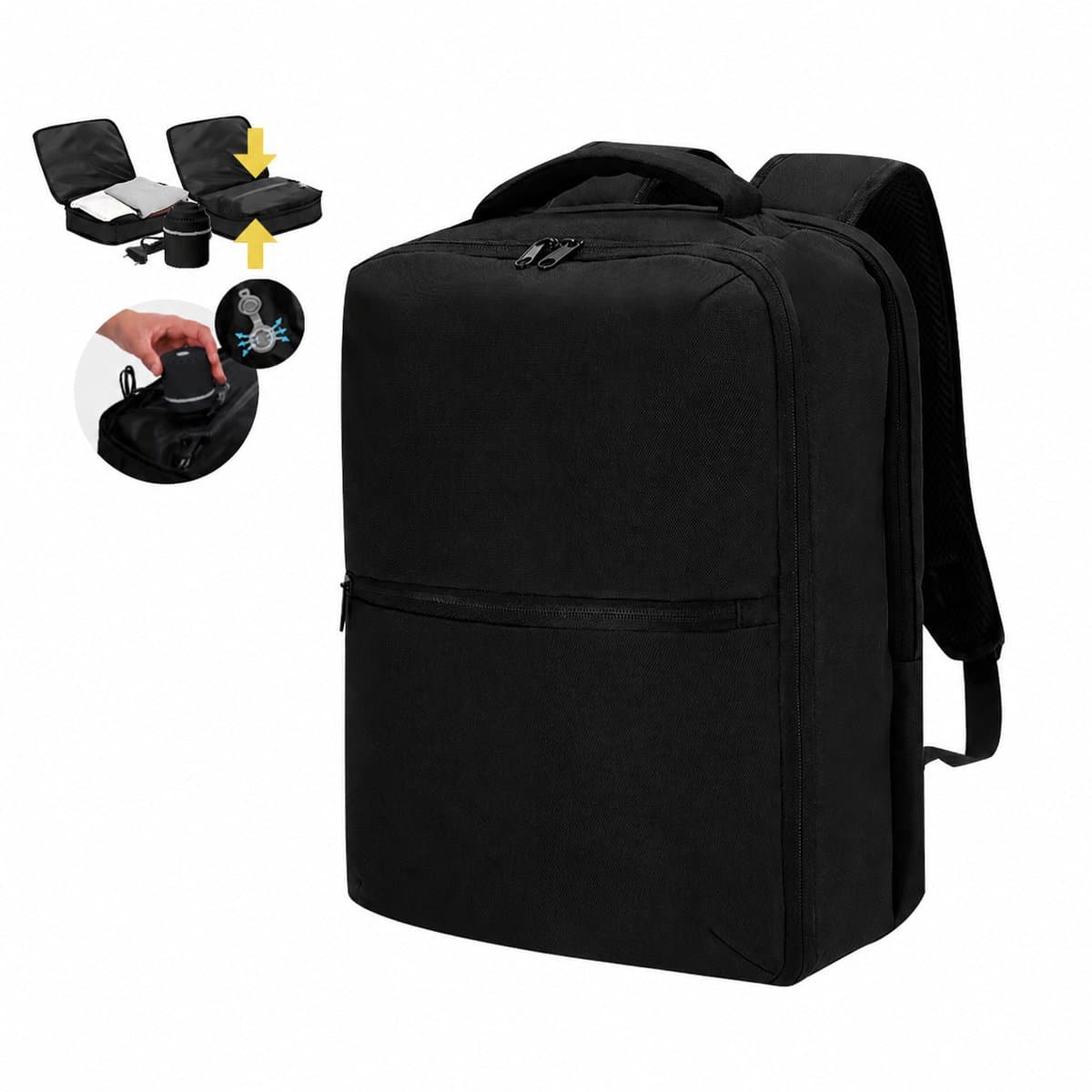 Vacuum rugzak - Past onder stoel als handbagage in vliegtuig - Backpack - Met pomp - 40x30x20cm - Zwart