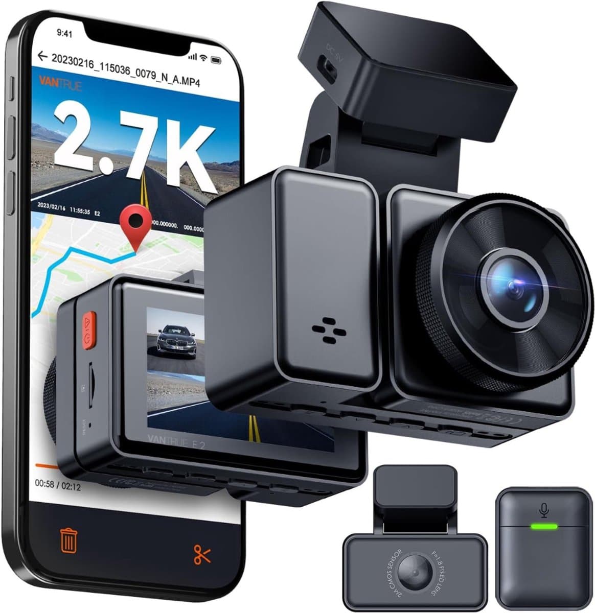 YOR® Dual Dashcam - Voor en Achter Camera – Auto Camera Met Nachtzicht – Zwart - 14cm x 15cm x 11cm