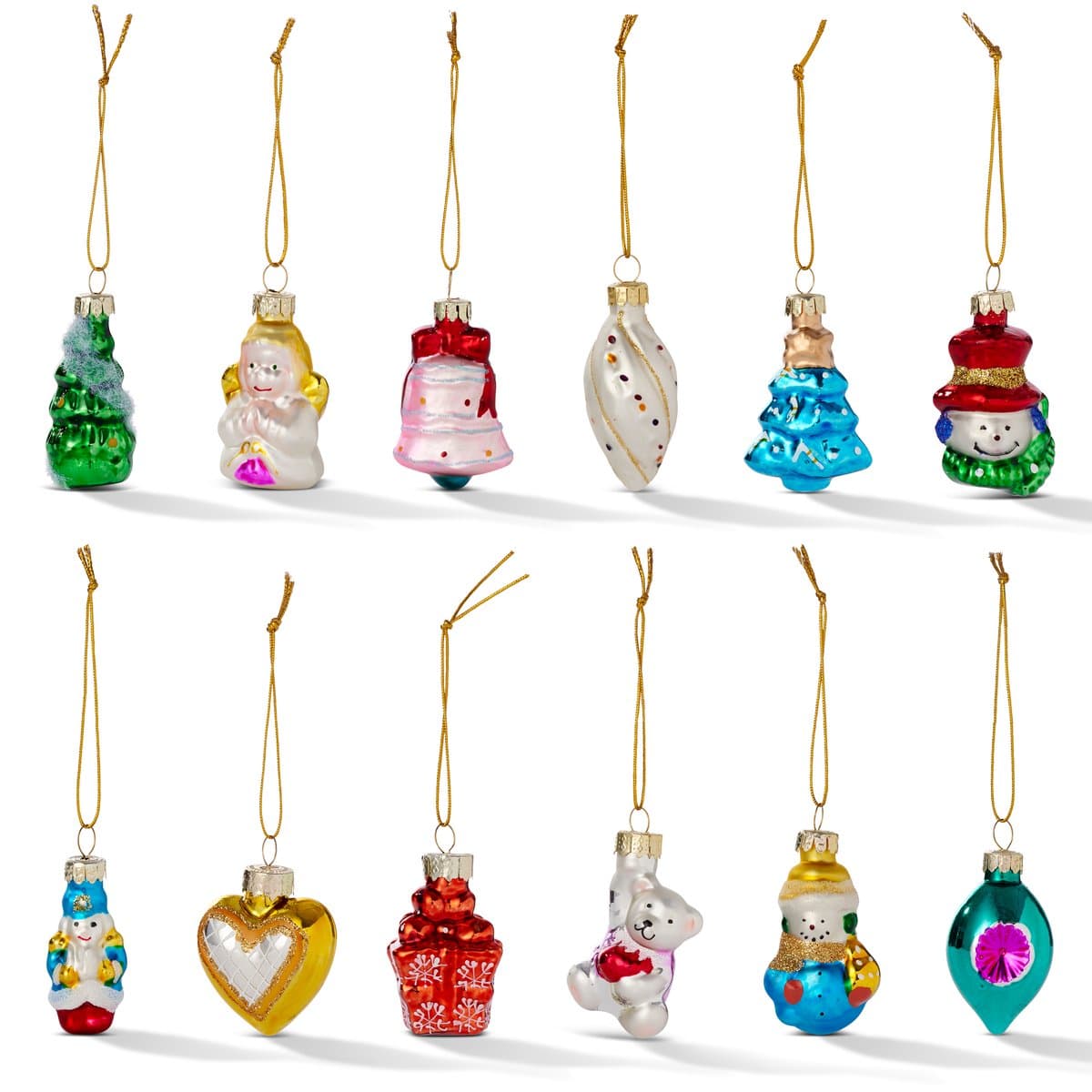 The Twiddlers – 12 Vintage Glazen Kerstballen, 6cm – Hangende Kerstboomversiering Kerstballen Glas
