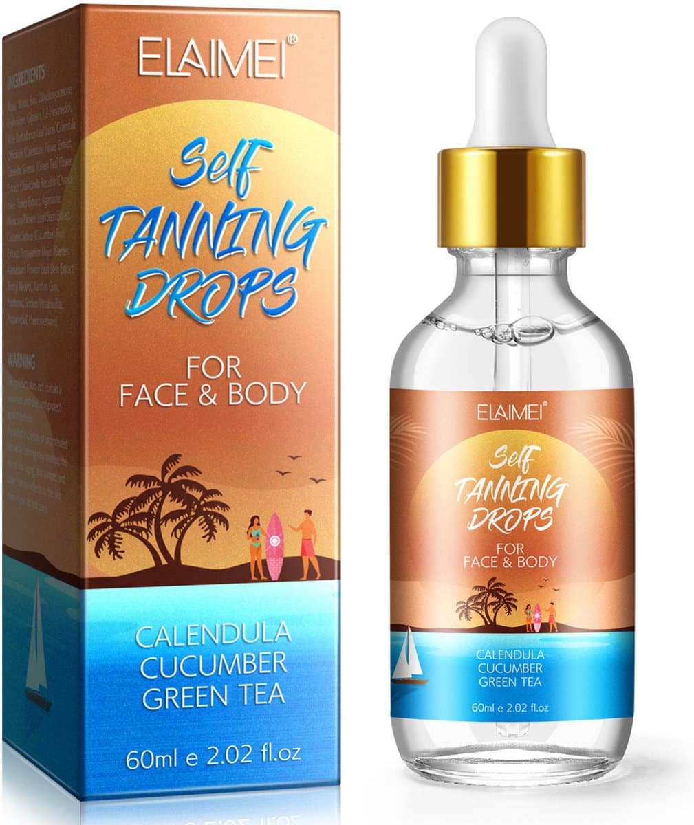 Elaimei Tanning Drops 60 ml - Magic Tan Drops - Zelfbruiner Gezicht en Lichaam - Self Tan Drops - Zelfbruiners Body Lotion - Tan Luxe The Face - Tan Drops Legs - Tan Serum