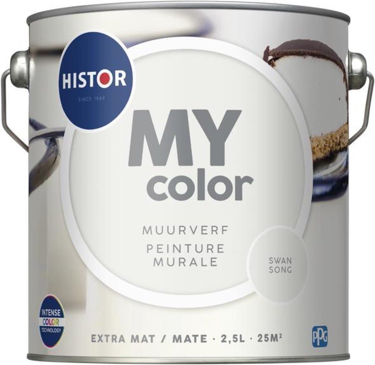 Histor MY Color Muurverf Swansong - Extra Mat – Reinigbaar en Geurarm – Extra Dekkend en Vochtregulerend – Voor Binnen - 2.5L - Wit