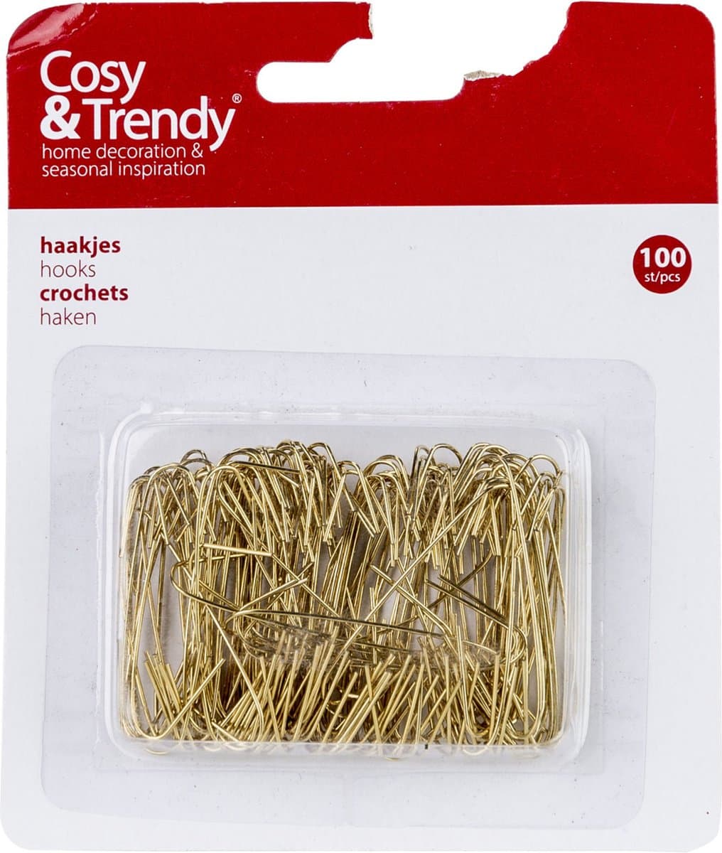 Cosy & Trendy Kerstbalhaakjes - 100x - Goud - 4 cm - Kerstballen ophangen haakjes