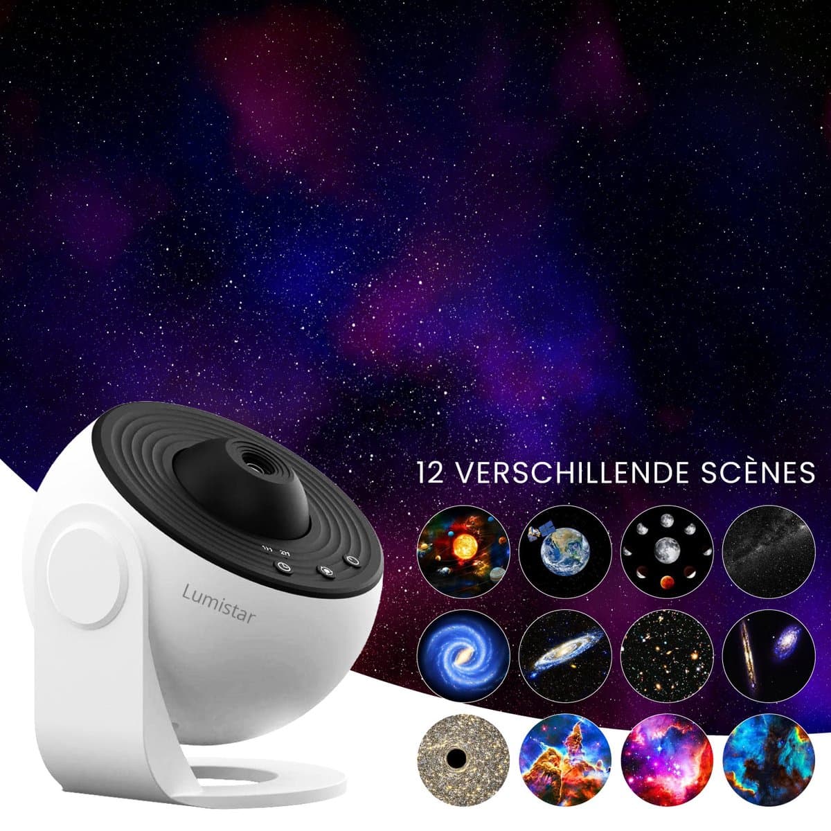 Lumistar Premium 12-in-1 Projectorlamp - Sterren Projector - Nachtlamp - Galaxy Projector - Sterrenhemel Projector - Sterrenprojector - Heelal & Universum