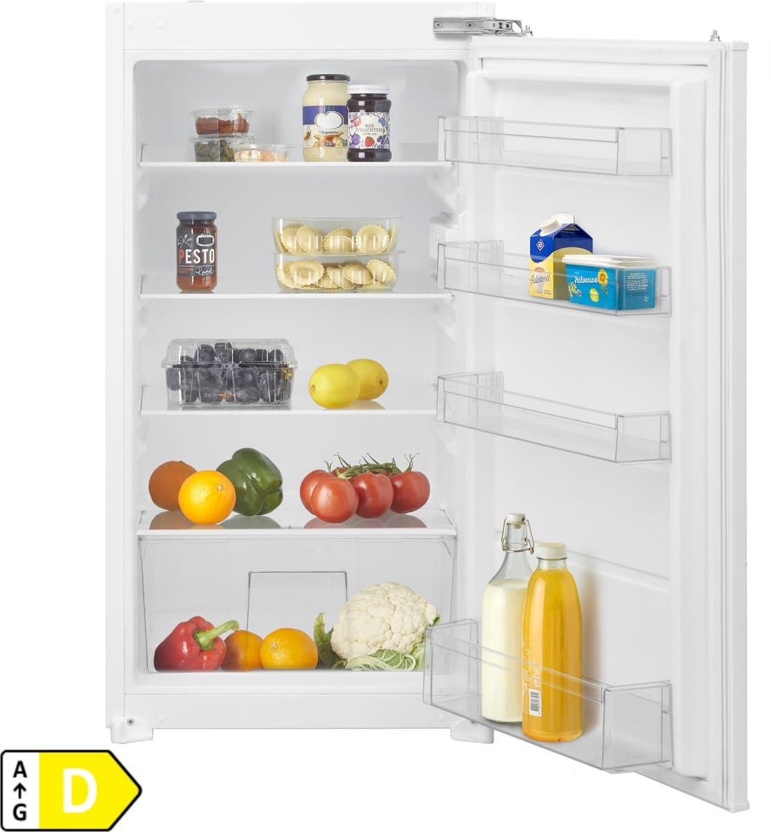 Inventum IKK1022D 102 cm energiezuinige inbouw koelkast - Zeer stil - Koeler - Superkoelen - Deuralarm - 154 liter - Vershoudlade - Deur op deur - Wit