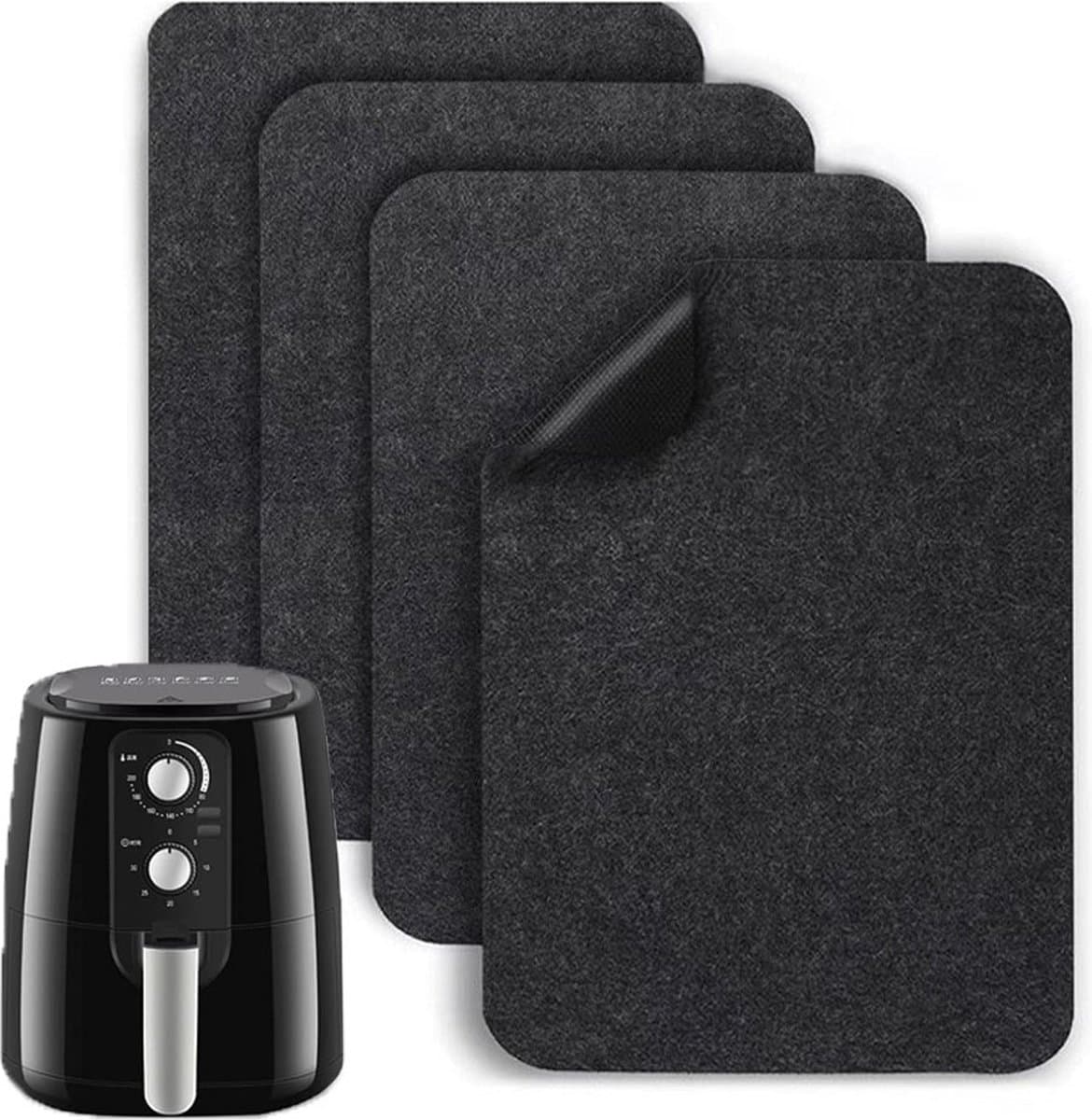 4 stuks - 43×30cm - Hittebestendige mat voor airfryer - Glijmat voor keukenapparatuur voor airfryer - Verdikte isolatiemat voor aanrechtbladen - Hittebestendige mat voor aanrechtbladen - Geschikt voor Ninja Foodi airfryer, koffiezetapparaat, blender