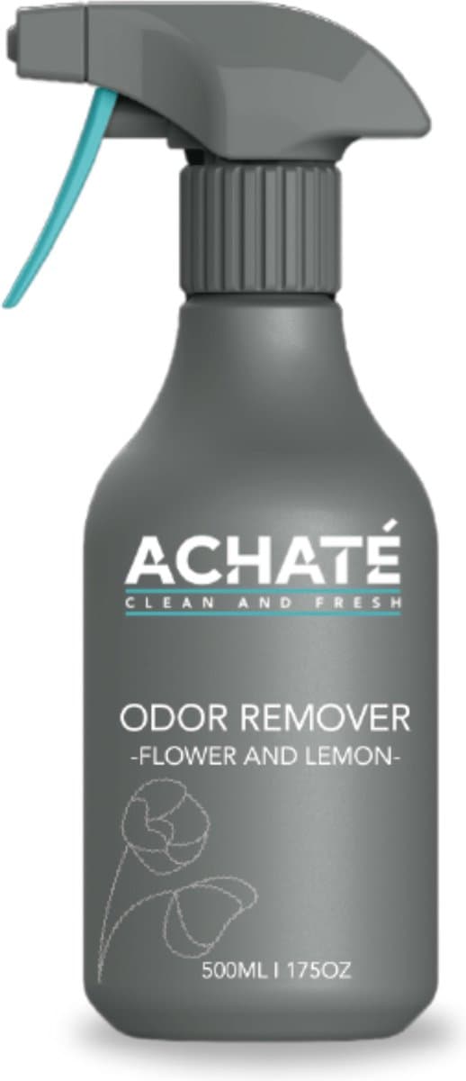 Achaté Geurverwijderaar Spray – Geurspray voor Huis, Auto & Kattenbak – Geurverwijderaar Hond & Kat – Neutraliseert Vieze Geuren – Urinegeur Verwijderaar – Lemon & Flowers – 500ml