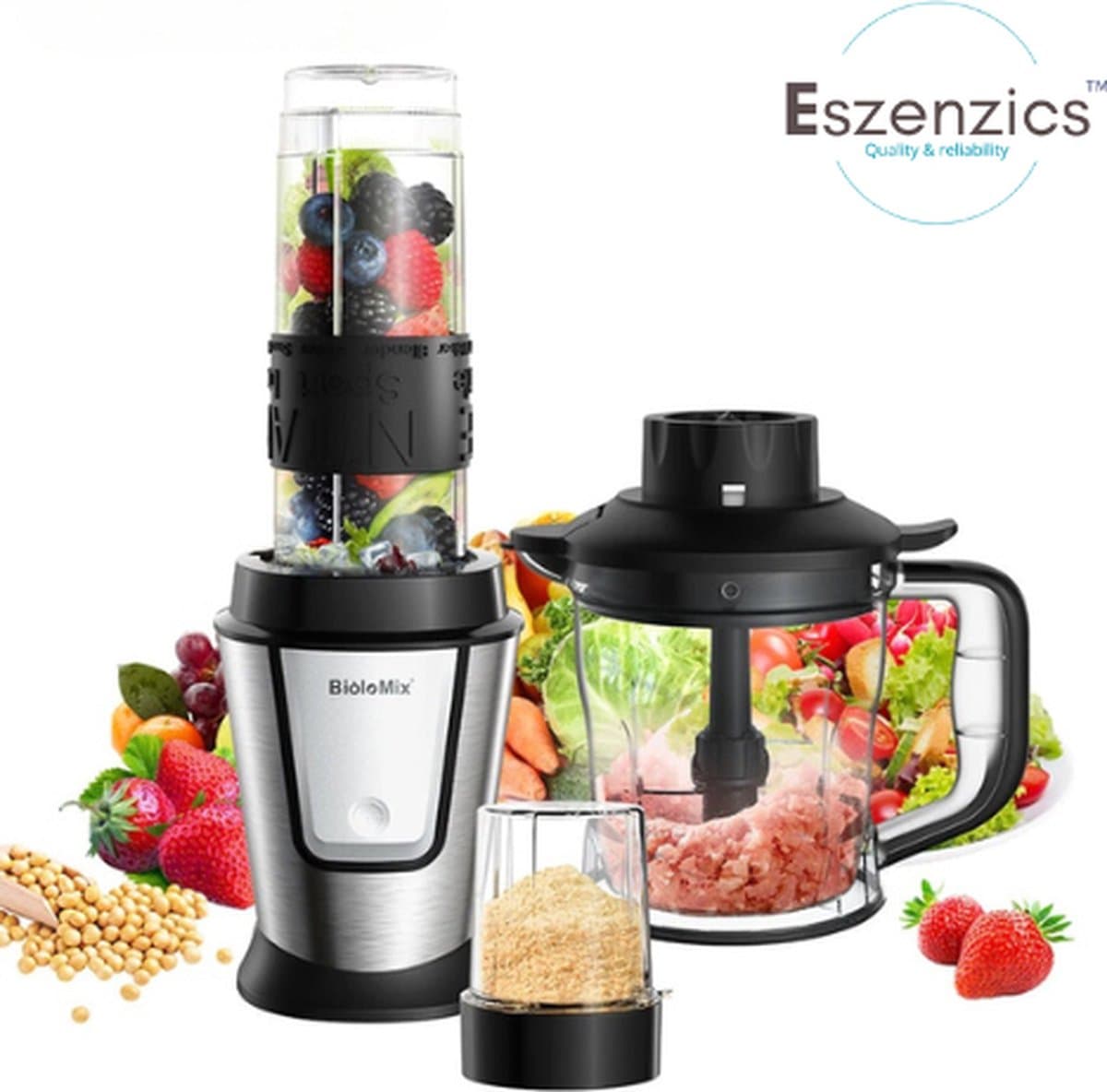 Eszenzics™ 3-In-1 Multifunctionele Keukenmachine - 700W - 1.2 liter - Easy Clean - Compact - Juicer - Maler - Blender - Hakmolen - Smoothie - Mixer