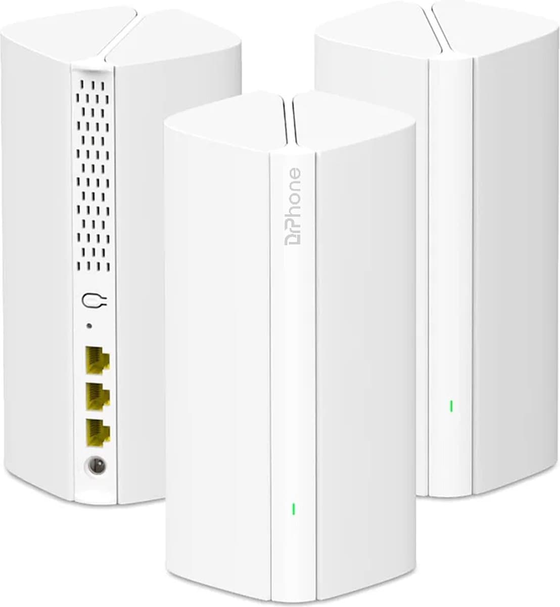 DrPhone SkyLink - Geen dode WiFi zones - Draadloze Wi-Fi 6 Router - AX3000 Mesh – 3 Eenheden – WPA3 Beveiliging – Ouderlijke Toezicht – Mobiele App - Wit