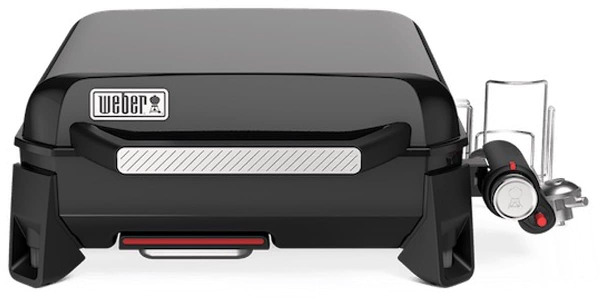 Weber Slate Plancha - 43 cm Bakplaat - Gasbarbecue - 1 Brander - Zwart - Verstelbare poten - Deksel voor bescherming - Bereikt tot 260 °C - Porselein geëmailleerde bakplaat met anti-aanbaklaag