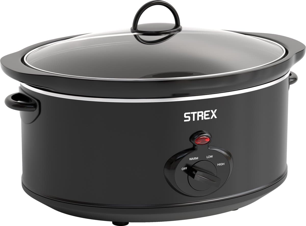 Strex Slowcooker 3.5L - 3 Standen - Met Uitneembare Keramische Binnenpan & Warmhoudfunctie - Zwart