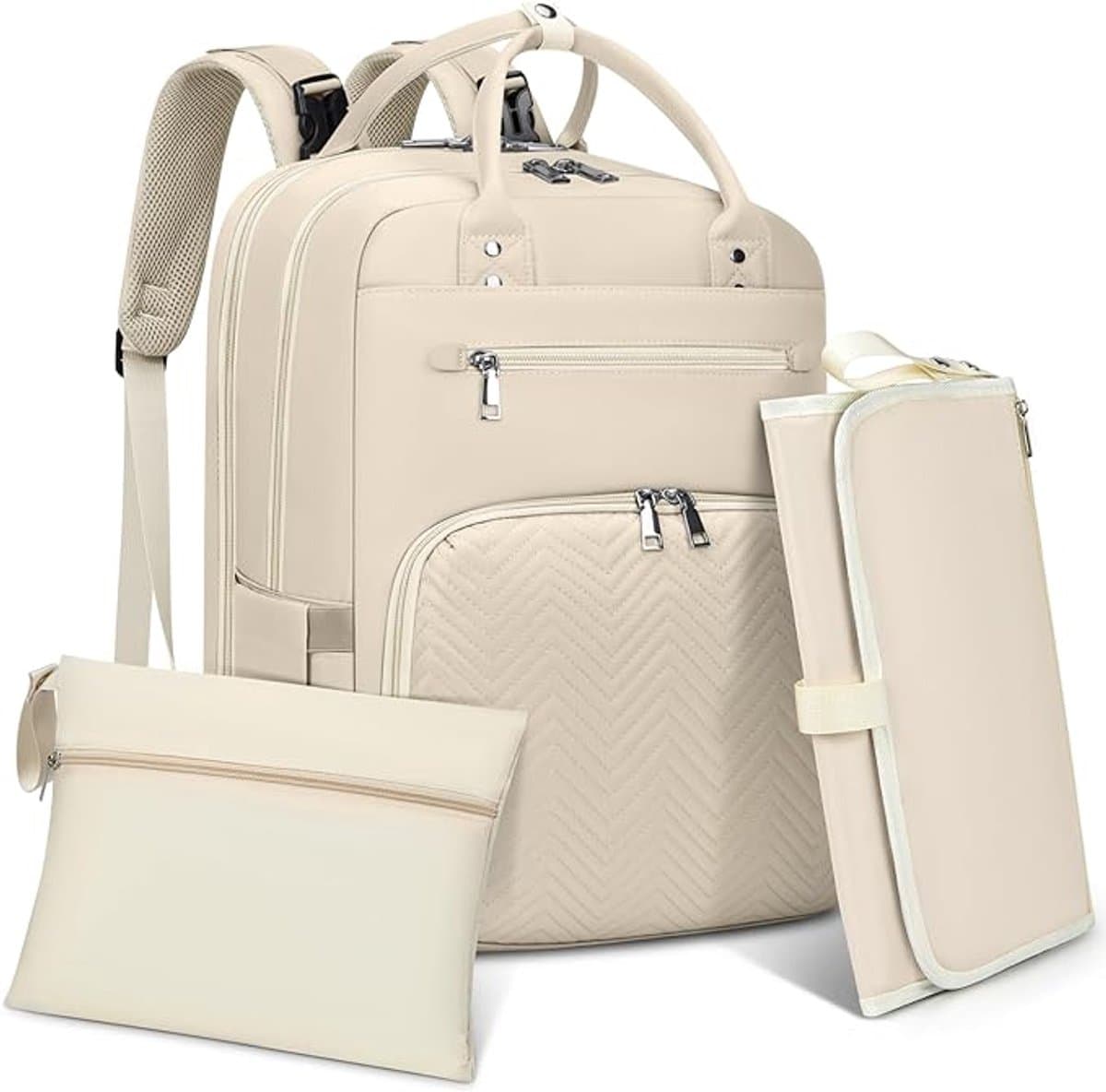 Famanu - Luierrugzak voor baby's, luiertas, rugzak met aankleedkussen, onderweg, grote luiertas, multifunctionele babytas voor mama en papa