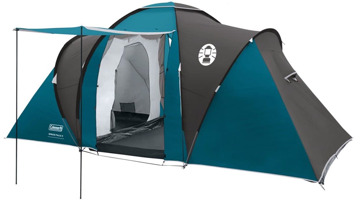 Coleman Spruce Falls 4 familietent – 4 persoons tent – 2 meter stahoogte – waterdicht en lichtgewicht – blauw/zwart