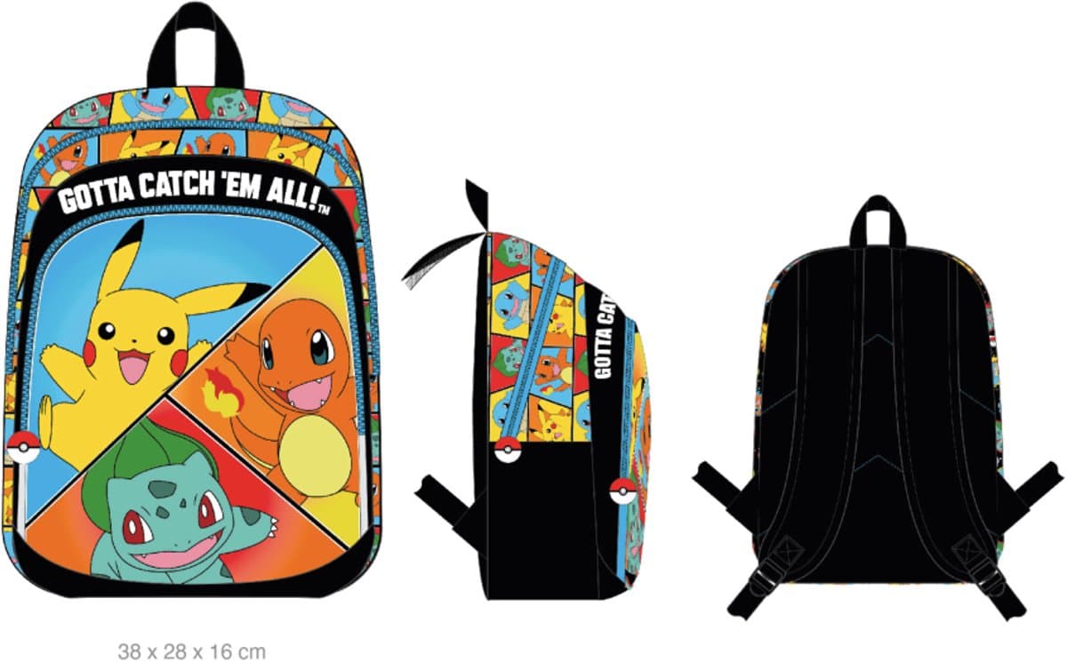 POKEMON - Starter Rugzak - 2 Compartments BackPack 38x28x16cm