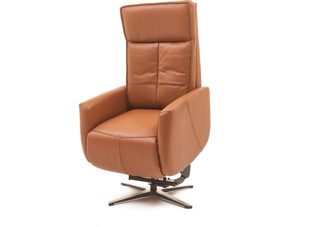 Swiss-Relax - Sta op stoel - Sereno - Cognac - Leer - gebruiksklaar afgeleverd - leder - draaibaar - elektrisch - relaxfauteuil