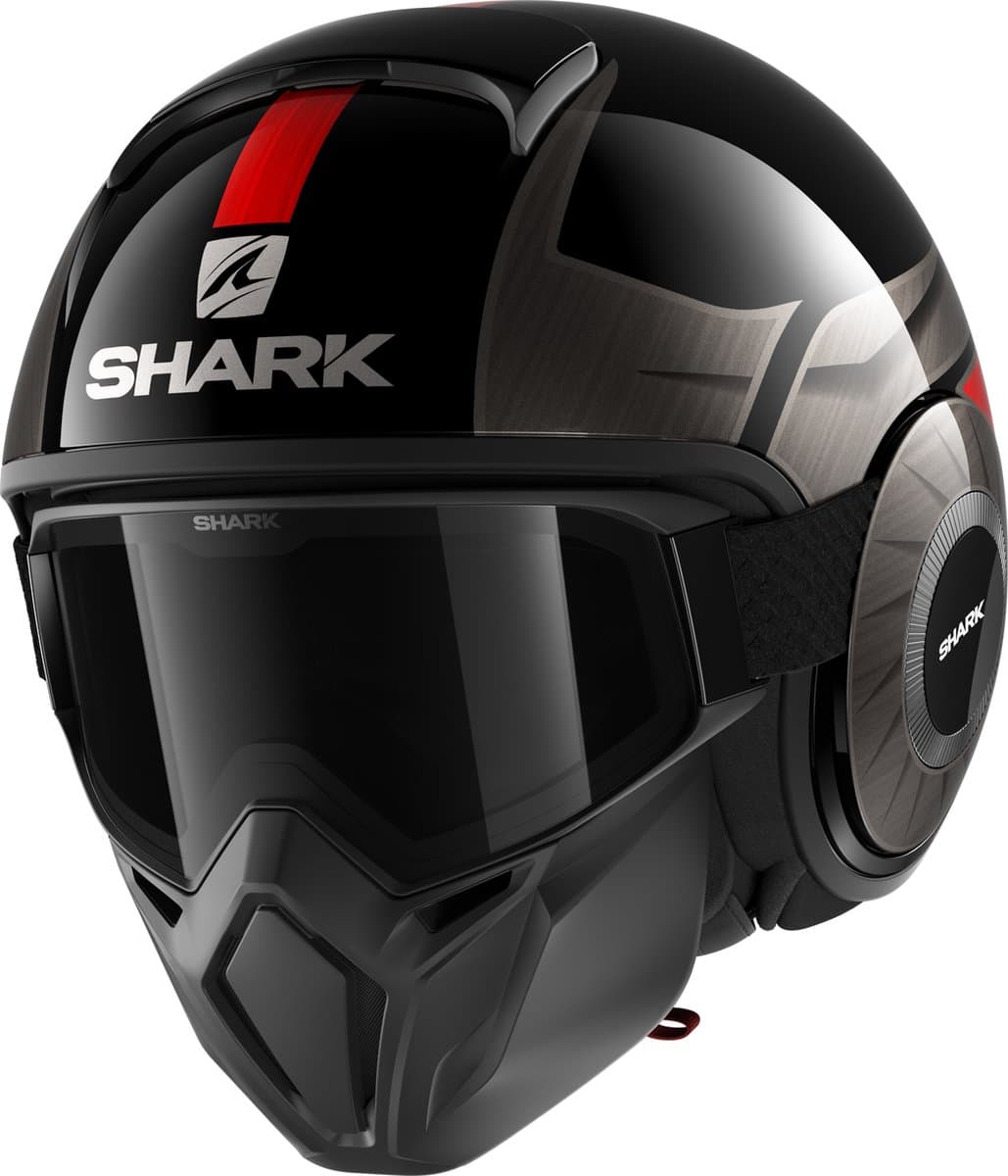 SHARK STREET DRAK TRIBUTE RM Motorhelm jethelm Zwart Chroom Rood - Maat XS