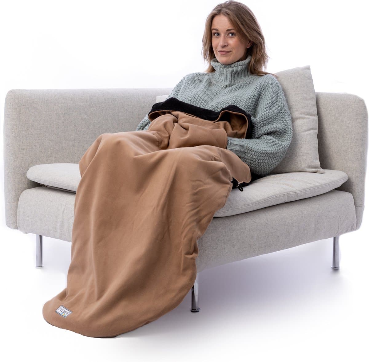 Belieff Cozy Deken (M) – Dikke Warmte Deken Fleece – Voetenzak Volwassene - Fleece Plaid – Fleece Deken - Warmtedeken – Warmte Deken Elektrisch Voor Op De Bank (Exclusief Heating Systeem) - Beige
