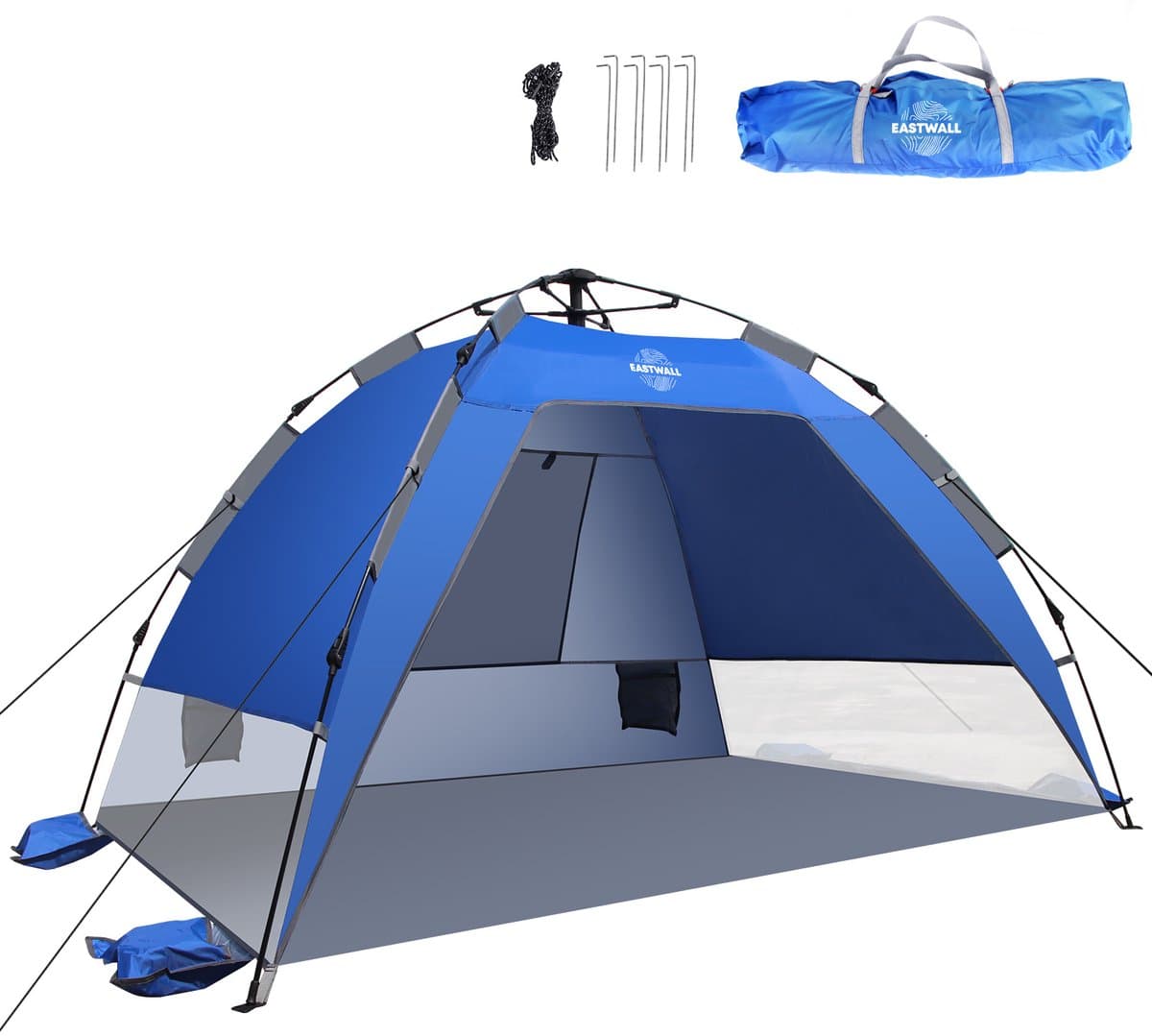 Eastwall Standtent - Pop-up Campingtent - 215 x 215 cm - UV bescherming - 3-4 personen - Tent - Blauw