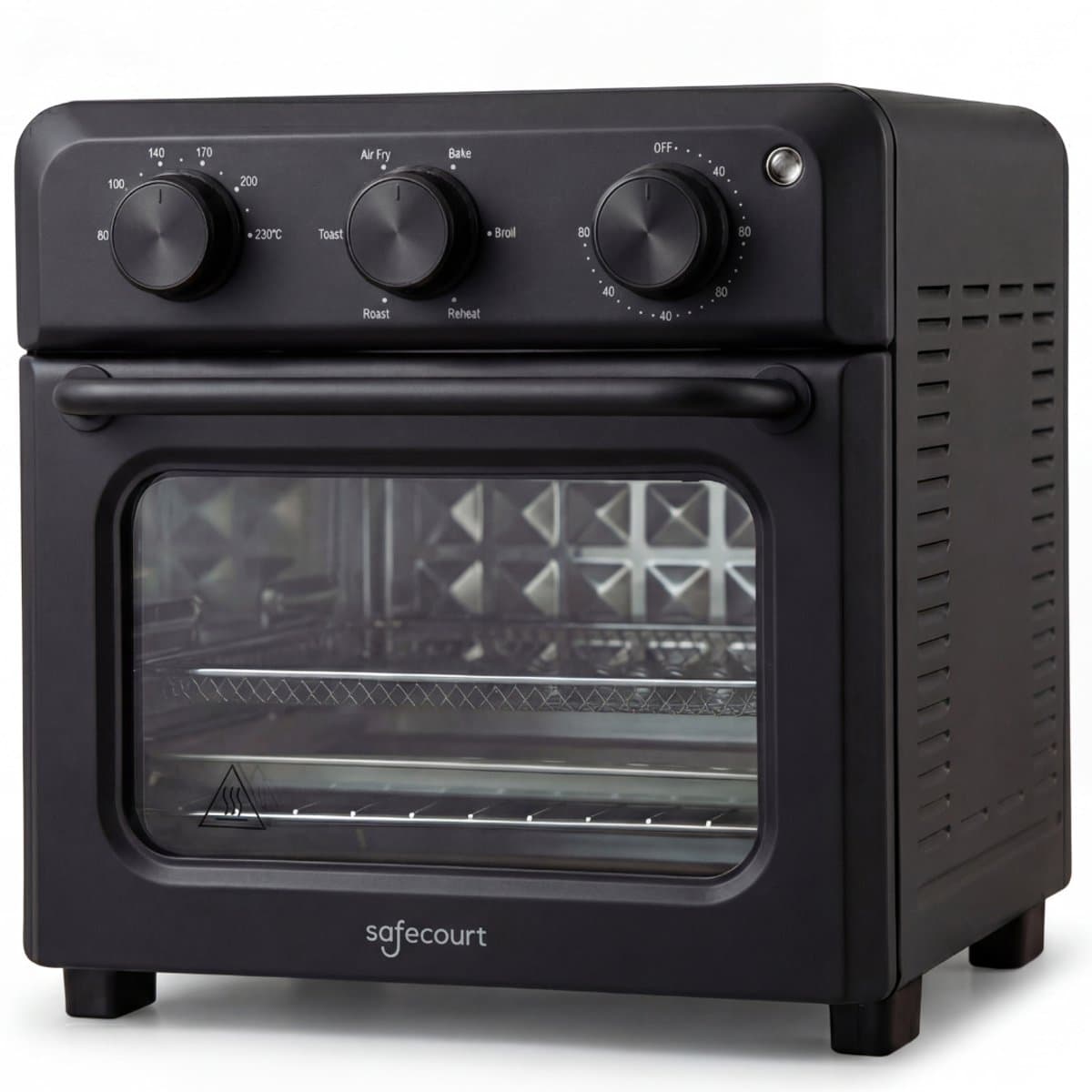 Safecourt 6-in-1 Airfyer oven - 100% PFAS-vrij - 6 programma’s - 80 tot 230 graden - Airfryer, bakken, roosteren, toasten, grillen & opwarmen - Zwart