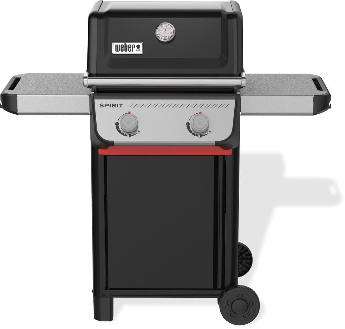 Weber Spirit E-210 - Gasbarbecue - Zwart - 2 Branders met 7,8 kW vermogen - Porselein geëmailleerde gietijzeren grillrooster - 2 Zijtafels - 2 Duurzame wielen - Kast met deur