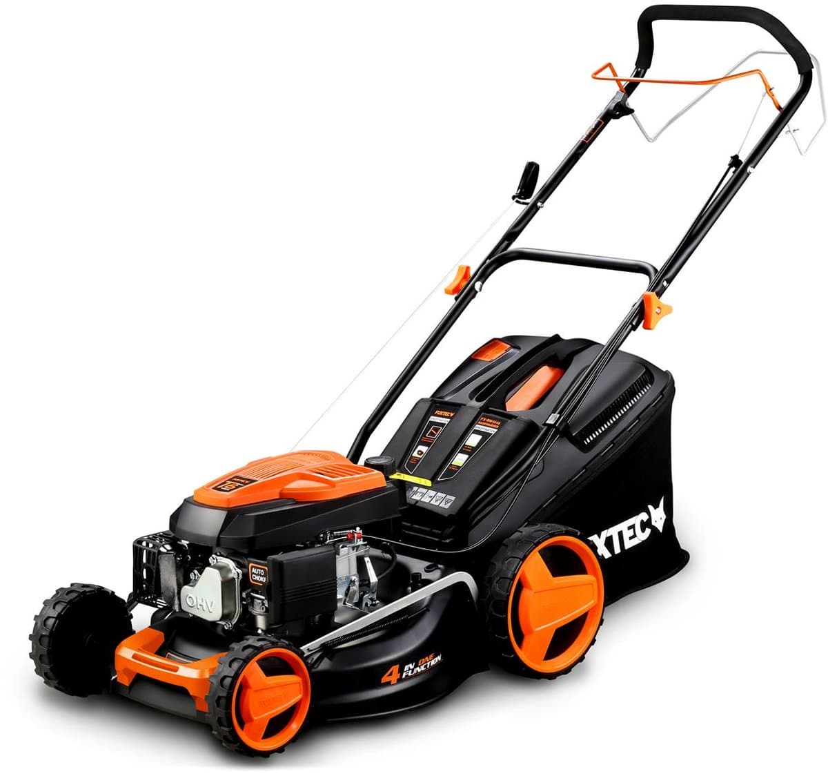 FUXTEC 4in1 Benzine Grasmaaier FX-RM4646 - 3,5 pk/2,6 kW - 46 cm Maaibreedte - 7-traps Hoogteverstelling - 4-Takt - Achterwielaandrijving - 50L Grasvanger - Mulchfunctie & Zij-uitworp