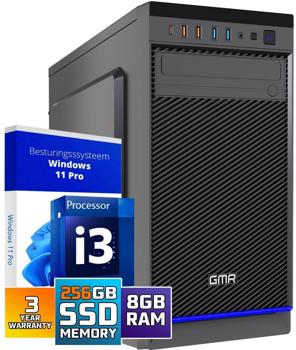 Intel Ultra Compleet Desktop PC | Intel Core i3 | 8 GB RAM | 256GB SSD | Windows 11 Pro | Business Office Multimedia Computer