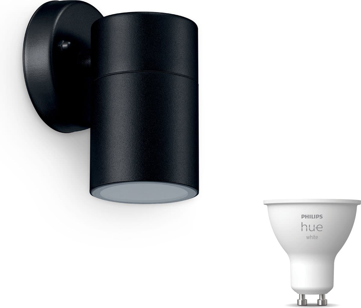 Philips Hue Kylis Wandlamp voor Buiten Neerwaarts (Zwart) - Buitenlamp - GU10 - Warmwit Licht - Hue White
