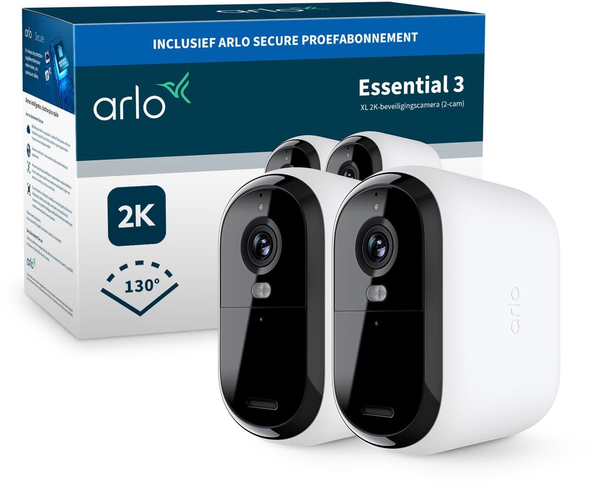 Arlo Essential3 XL 2K beveiligingscamera - 2 IP-Camera's