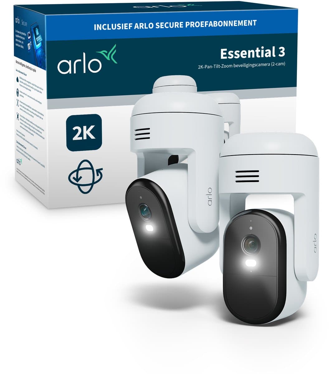 Arlo Essential3 2K PTZ beveiliginsgcamera voor buiten - 2 IP-Camera's