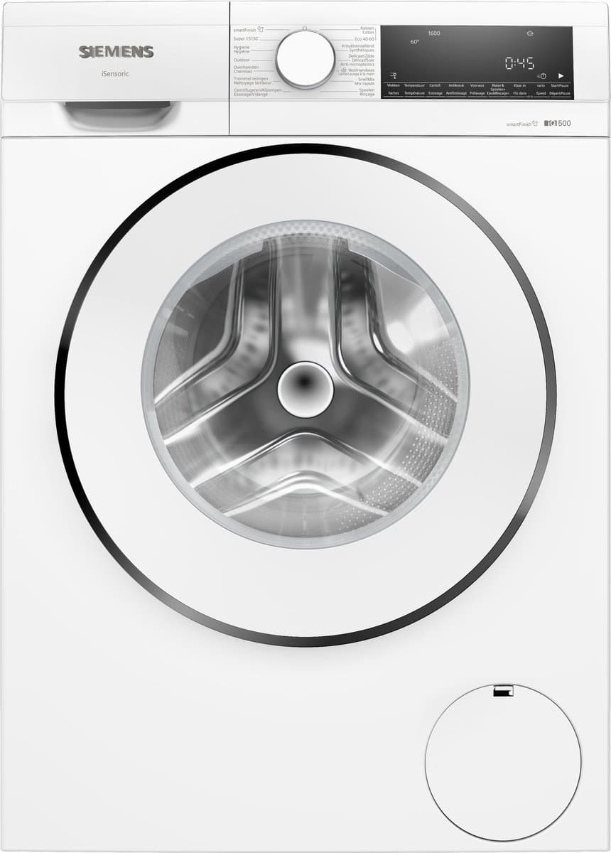 Siemens WG46G2ZEFG - iQ500 - Wasmachine - 9 kg - 1600 rpm - Energielabel A - SmartFinish: vermindert kreukels tot 50% - speedPack L: verkort wasprogramma’s tot 15 of 30 minuten