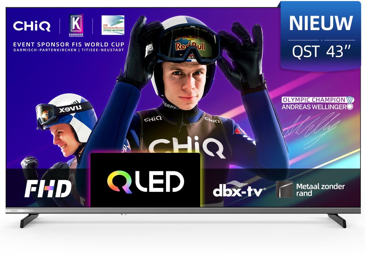 CHiQ L43QST - Smart TV 43 Inch - QLED Pro Google TV - Full HD - Randloos Metal Design - Dolby Audio - Nieuw
