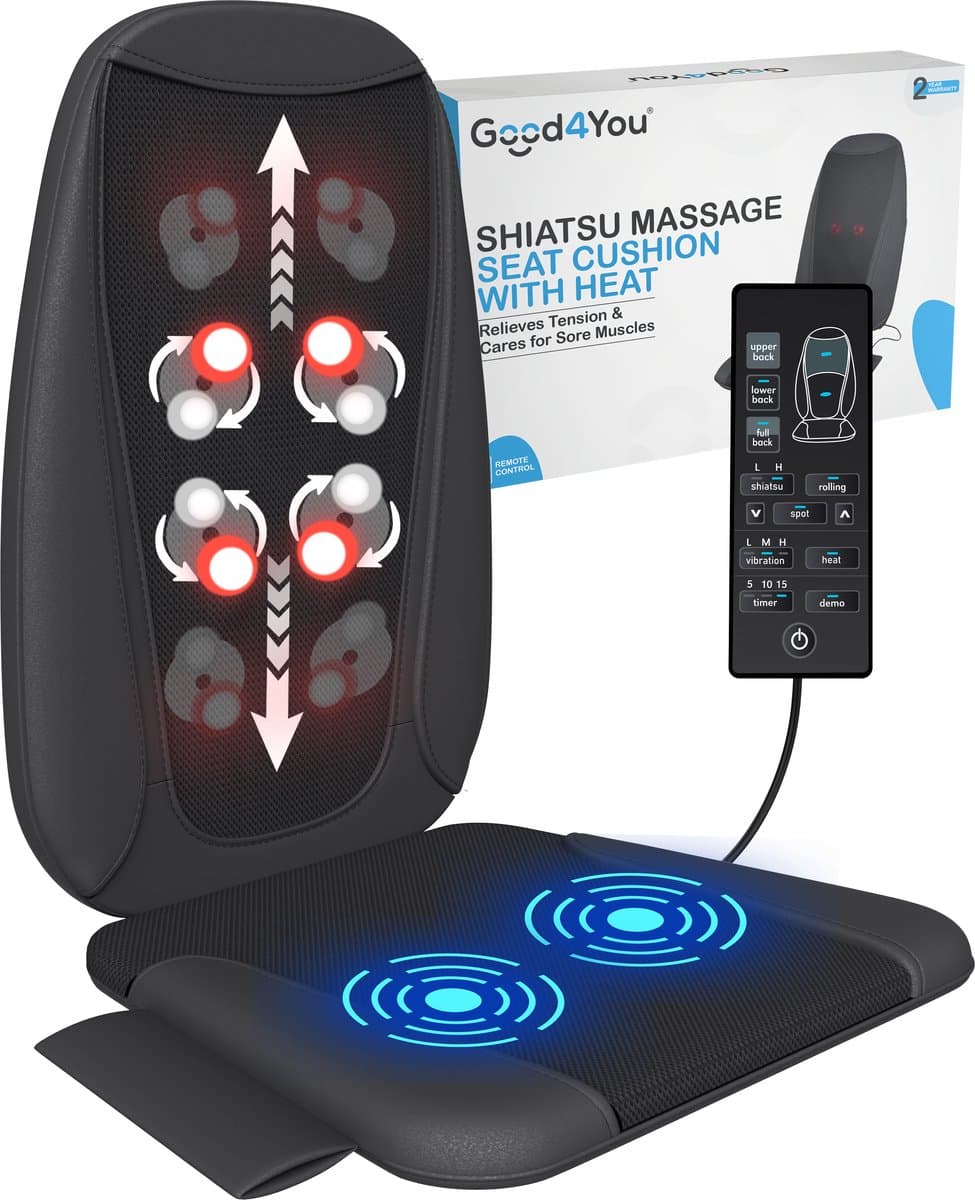 Good4You Shiatsu Massagestoel met Warmtekussen - Rugmassage en Nekmassage apparaat - Massagekussen - Massagemat