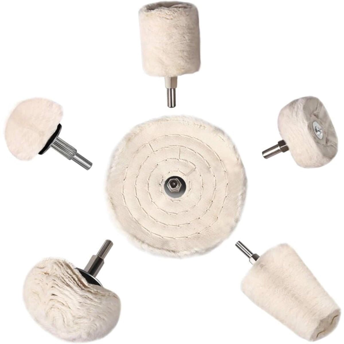 Polijstset boormachine - 6 stuks - Polijsttoebehoren, accuschroevendraaier, polijstschijf/pad/kegel, kegelborstelset, pluche, geschikt voor boren - polijstschijven katoenfluweel - polijstmachine - car detailing